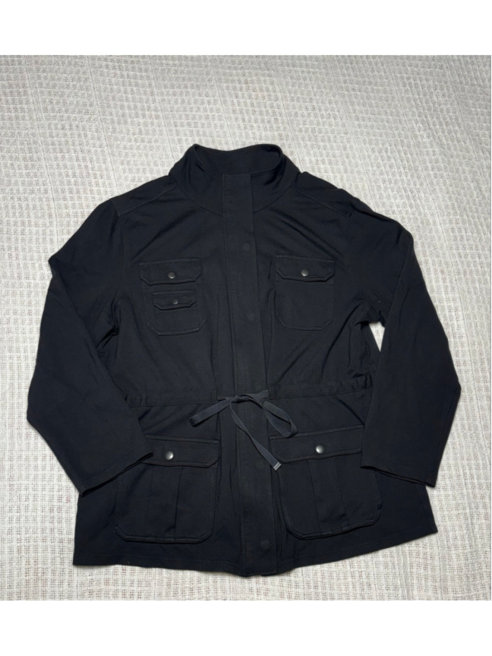 Tommy Bahama Black Ponte Knit Utility Jacket Size Large Full Zip GUC